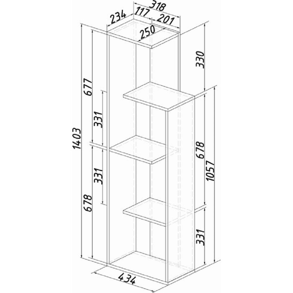 Стеллаж Бейсик 1, крафт/белый фото 2