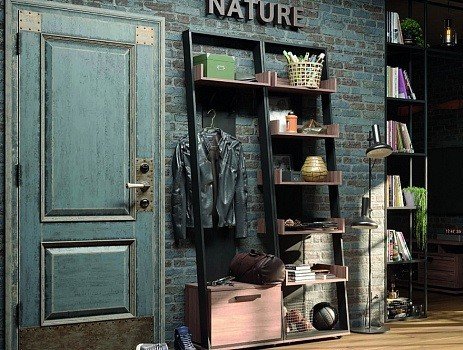 Стеллаж Nature 95, дуб табачный, черный фото 2