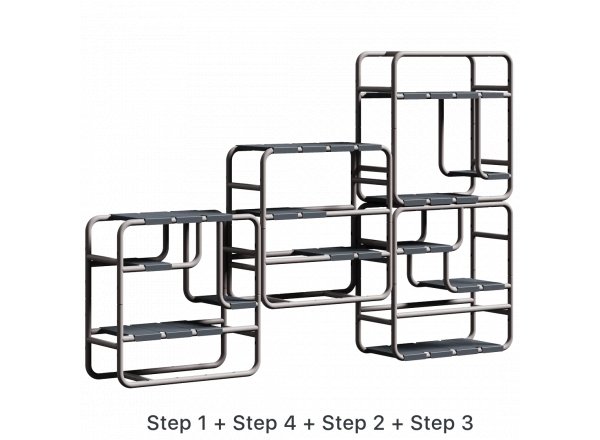 Стеллаж Step 1, цвет-белый Ral 9003, полки-темно-серые Ral 7024